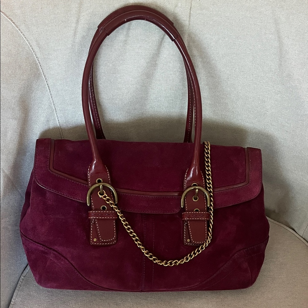 Coach Burgundy Suede Shoulder Bag